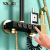 YF210530002 Wall Mounted Multi Function Button Black Bathroom Shower Set black with gold color shower set