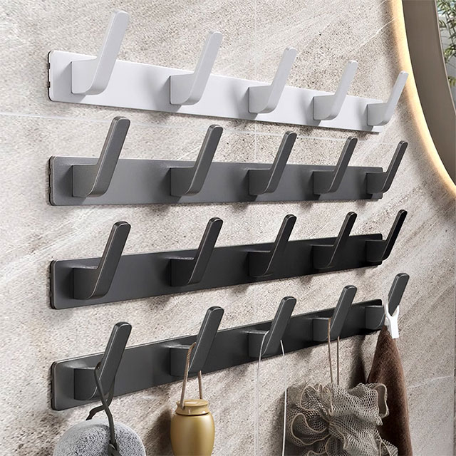 High quality durable using various new metal wall robe coat single row hook home Mudroom Bathroom Entryway