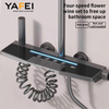 YF230530042 LED Waterfall Shower System Black Thermostatic Rain Shower Faucet Set Soft Massage Bathroom Bath Shower Faucets