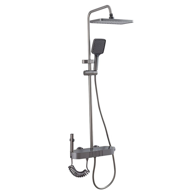 YF230530037 Заманауи душ ванна бөлмесінің дизайны Сандық дисплей Люкс душқа арналған араластырғыш жиынтықтары Термостатикалық душқа арналған шүмек жинағы Жаңбырдың қос басты жүйесі