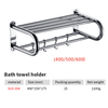 Stainless Steel Folding Removable Bath Towel Rack Towel Rack Bathroom Storage Shelf Towel Rack with 5 Hooks