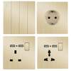 YF310100002-GD luxury high quality modern golden wall schuko plugs sockets and switches