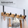 YF9319 Over The Door Hook Hanger, Bamboo Coat Rack with 5 Metal Hooks, Wood Clothes Organizer for Coat, Towels, Bags, Robes 