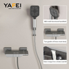 YF 200550005 Bathroom Shower Faucet Rain Rainfall Bathtub Mixer Piano Black Square Shower System Set