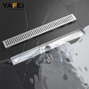 YF41107 Linear Shower Drain with Quadrato Pattern Grate,Brushed 304 Stainless Steel Rectangle Shower Floor Drain
