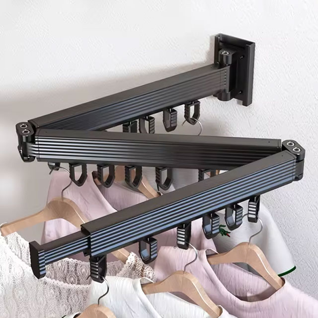 Clothes Accessories Retractable Clothes Drying Rack Space-Saver Folding Hook style clothes laundry drying rack