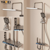 YF230530045 Rectangular Rain Shower Head Set 4 Functions Polished Chrome Thermostatic Faucets Pause Massage Jet ABS Stylish Soft