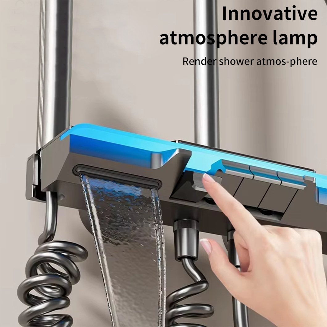 Piano Style Grey Shower Set with Shelf