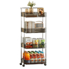 YF500200016 Large Capacity Practical Bathroom Kitchen Tool Storage Plastic Rolling Cart Gray 4 Tier Rolling Cart