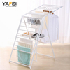 YF7128 Folding Laundry Dry Rack with Adjustable Supporting Bar Space-Saving Free-Standing Airer with Height-Adjustable Gullwings Indoor Outdoor Use